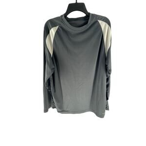 BCG Gray White Long Sleeve Crew Neck Athletic T-Shirt Men's Size Large